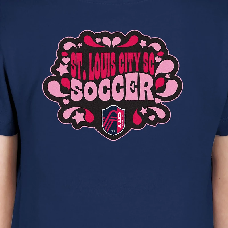 Girls Youth New Era St Louis City SC Bubble Heart T-Shirt