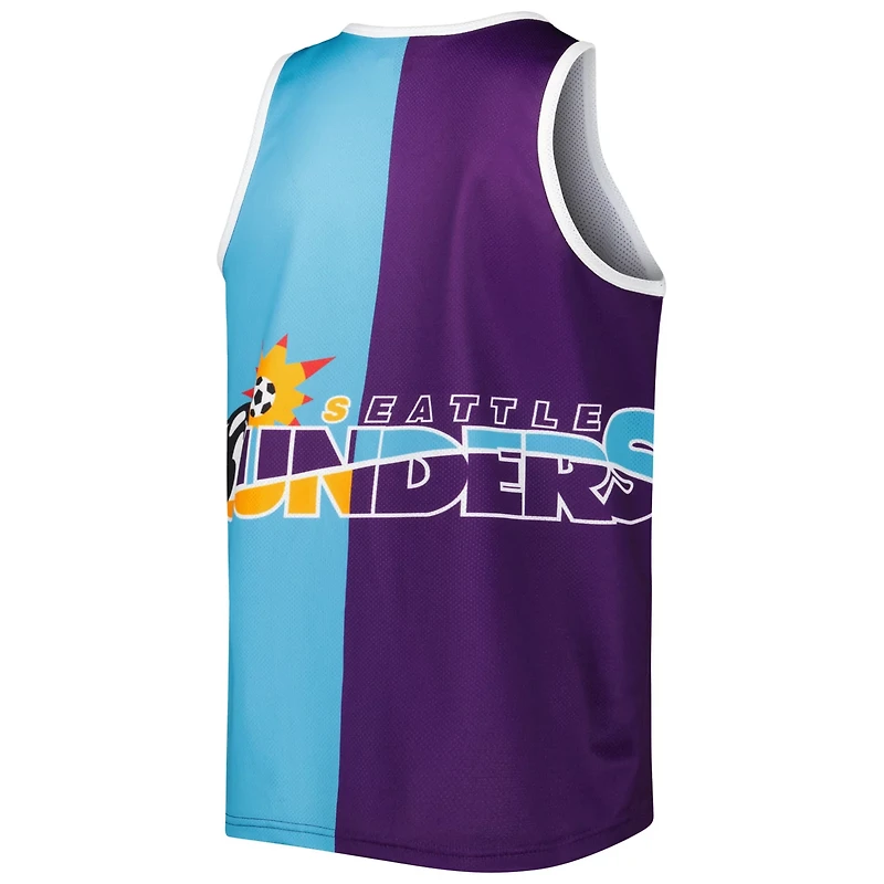 Mitchell Ness Blue Seattle Sounders FC Sublimated Split Logo Tank Top