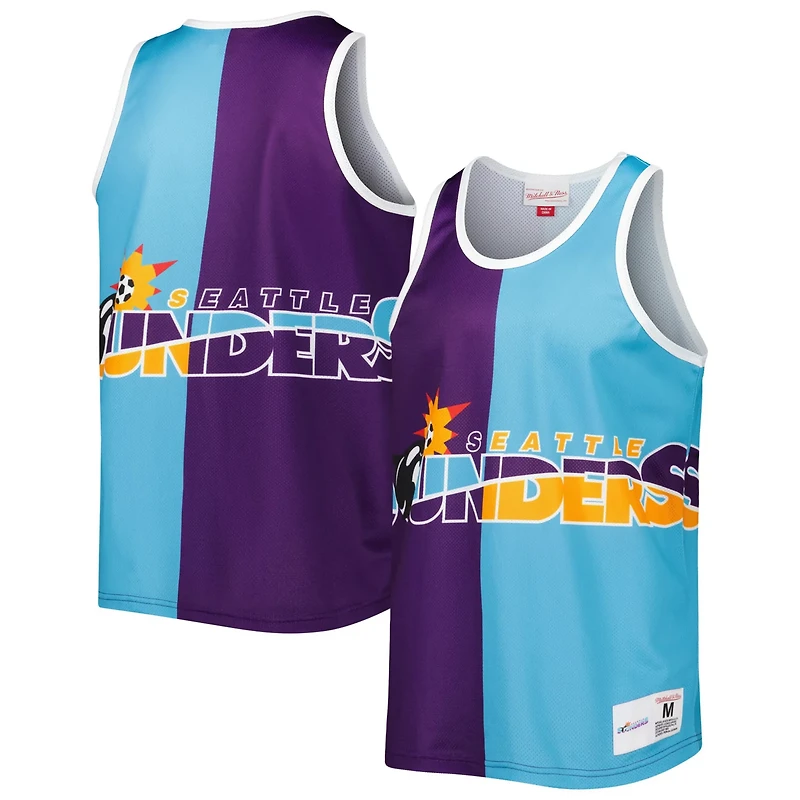 Mitchell Ness Blue Seattle Sounders FC Sublimated Split Logo Tank Top