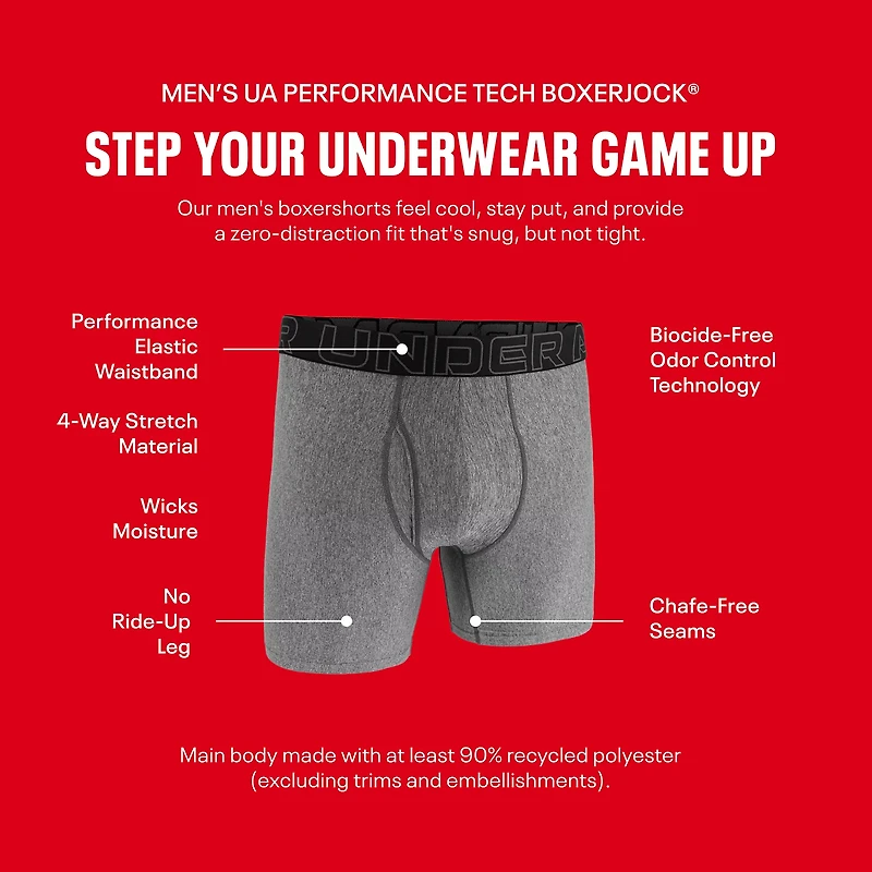 Under Armour Men's Novelty Performance Tech 6 in Boxer Briefs 3-pack