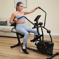 Sunny Health & Fitness Smart Magnetic Resistance Dual Action Recumbent Elliptical Trainer with Bluetooth