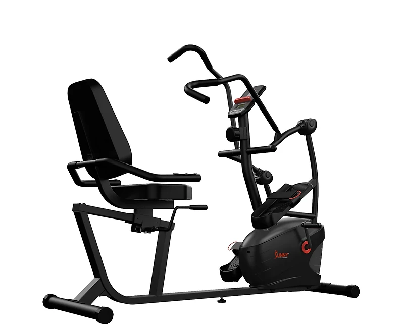 Sunny Health & Fitness Smart Magnetic Resistance Dual Action Recumbent Elliptical Trainer with Bluetooth