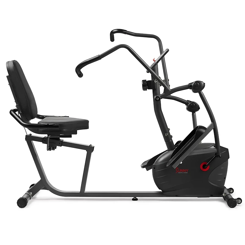 Sunny Health & Fitness Smart Magnetic Resistance Dual Action Recumbent Elliptical Trainer with Bluetooth