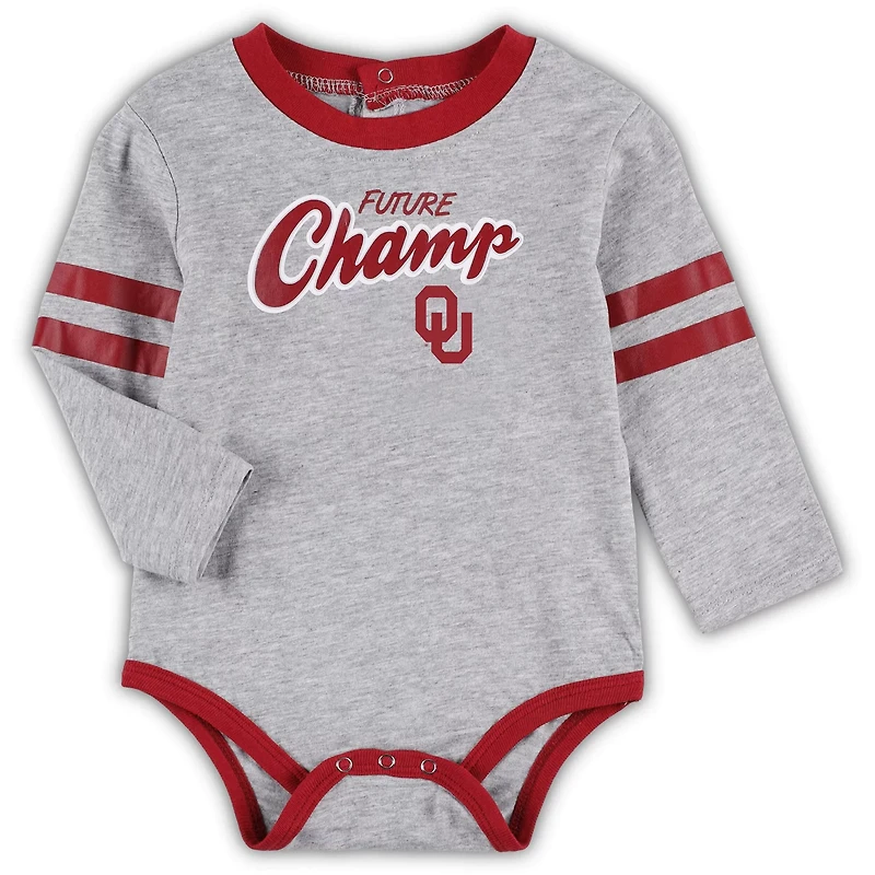 /Crimson Oklahoma Sooners Little Kicker Long Sleeve Bodysuit and Sweatpants Set