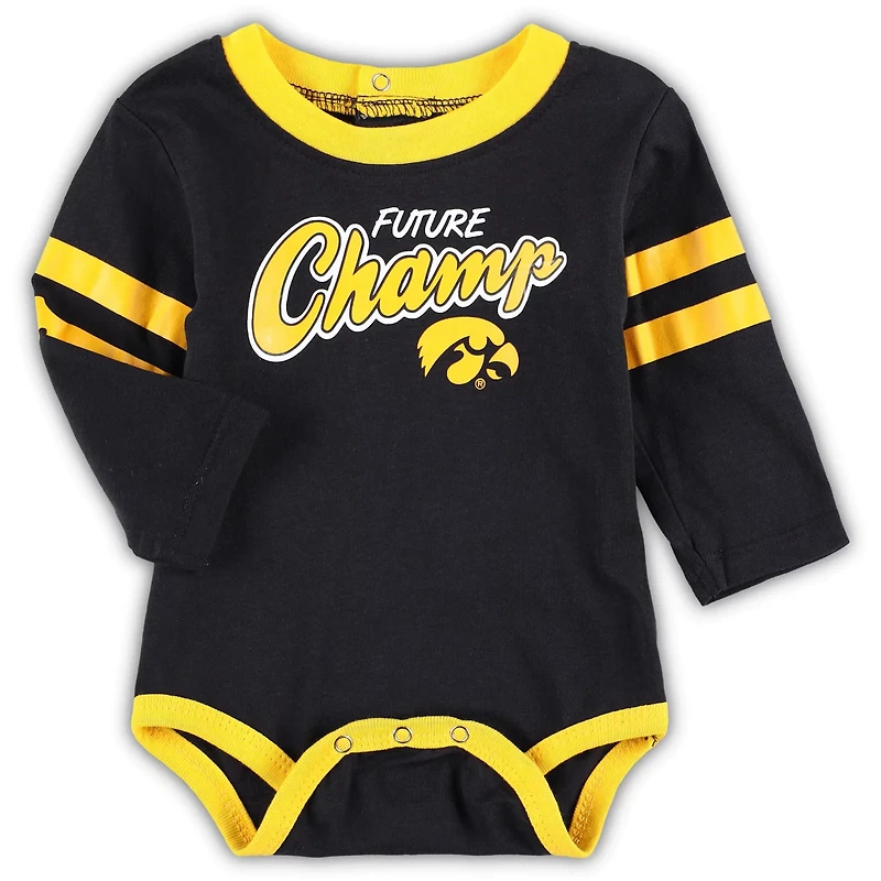 /Gold Iowa Hawkeyes Little Kicker Long Sleeve Bodysuit and Sweatpants Set
