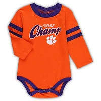 /Purple Clemson Tigers Little Kicker Long Sleeve Bodysuit and Sweatpants Set