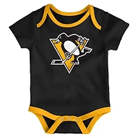 Newborn Outerstuff Pittsburgh Penguins Triple Header Three-Piece Bodysuit Set