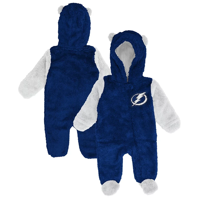 Newborn Outerstuff Tampa Bay Lightning Stay Napping Fleece Bunting Full-Zip Hooded Sleeper