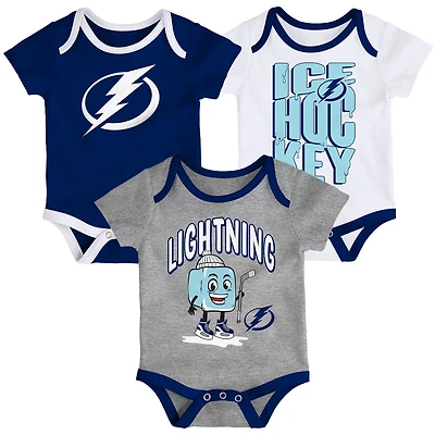 Newborn Outerstuff Tampa Bay Lightning Triple Header Three-Piece Bodysuit Set