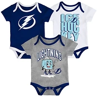 Newborn Outerstuff Tampa Bay Lightning Triple Header Three-Piece Bodysuit Set