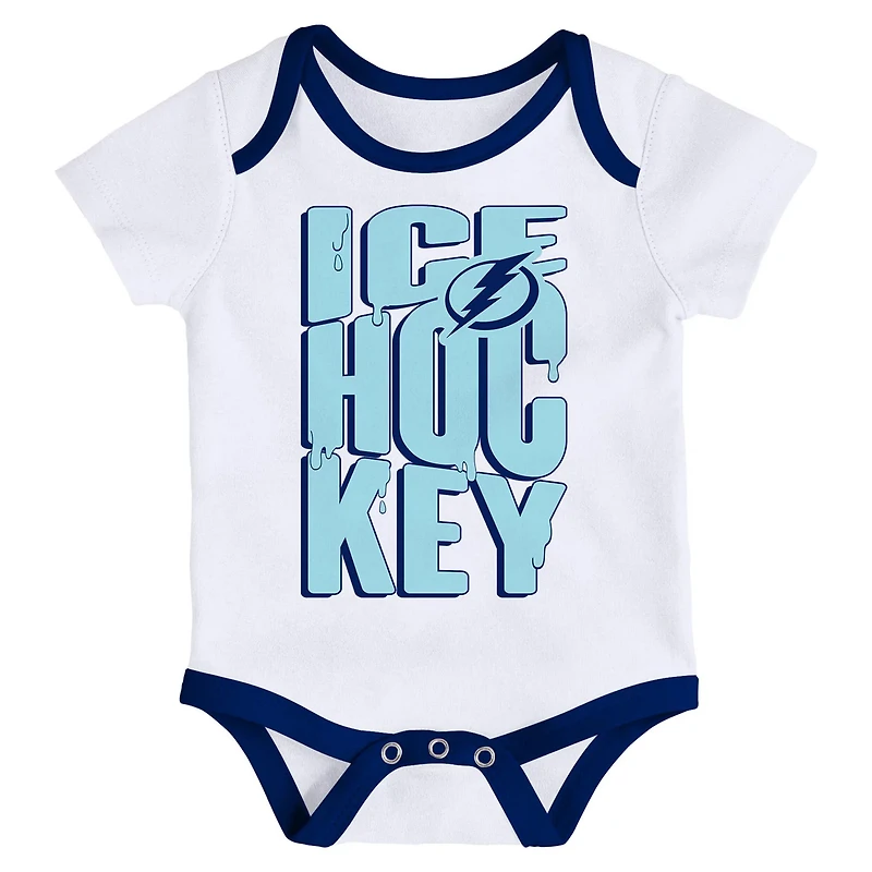 Newborn Outerstuff Tampa Bay Lightning Triple Header Three-Piece Bodysuit Set