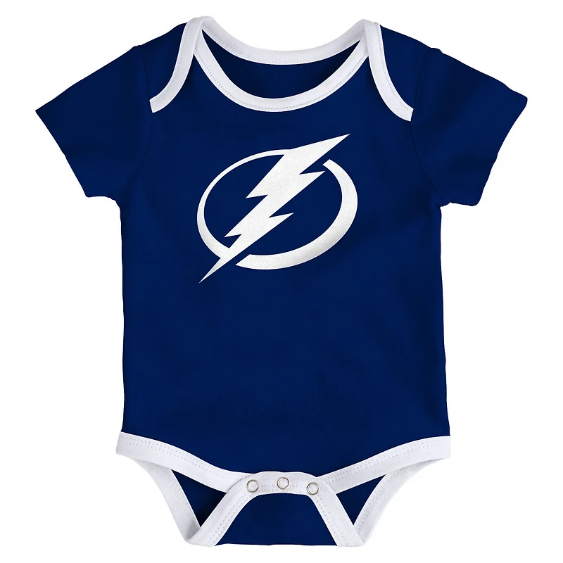 Newborn Outerstuff Tampa Bay Lightning Triple Header Three-Piece Bodysuit Set