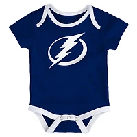 Newborn Outerstuff Tampa Bay Lightning Triple Header Three-Piece Bodysuit Set