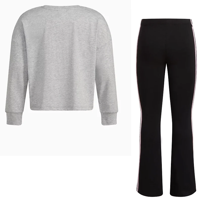 adidas 2-Piece Long Sleeve Graphic T-shirt and Flare Pant Set