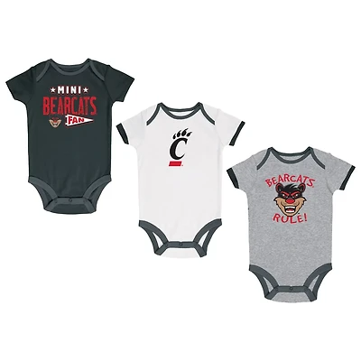 Champion /Heather Gray/White Cincinnati Bearcats Three-Pack Bodysuit Set