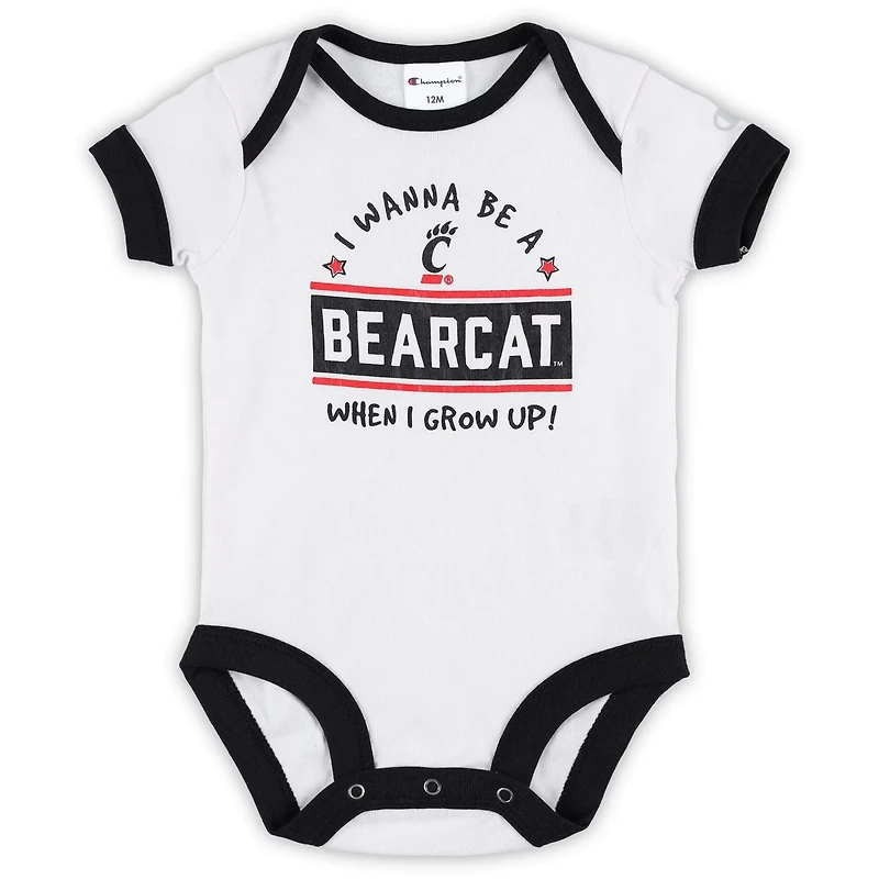 Champion /Heather Gray Cincinnati Bearcats I Wanna Be Three-Pack Bodysuit Set