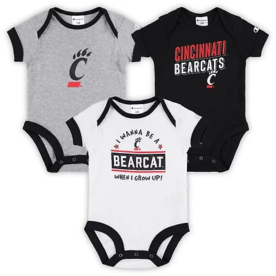 Champion /Heather Gray Cincinnati Bearcats I Wanna Be Three-Pack Bodysuit Set