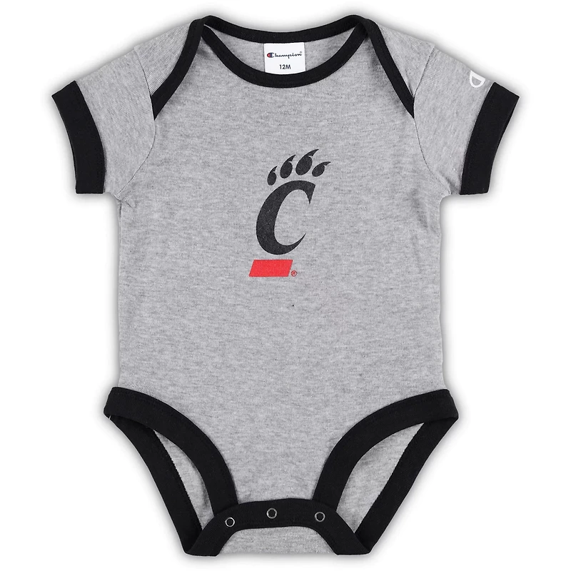 Champion /Heather Gray Cincinnati Bearcats I Wanna Be Three-Pack Bodysuit Set