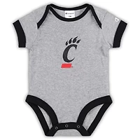 Champion /Heather Gray Cincinnati Bearcats I Wanna Be Three-Pack Bodysuit Set