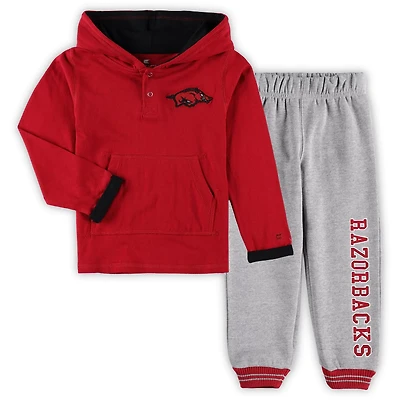 Colosseum Heathered Gray Arkansas Razorbacks Poppies Pullover Hoodie and Sweatpants Set