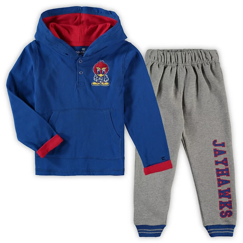 Colosseum Heathered Gray Kansas Jayhawks Poppies Hoodie and Sweatpants Set