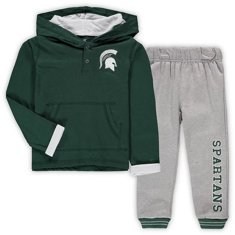 Colosseum Heathered Gray Michigan State Spartans Poppies Hoodie and Sweatpants Set
