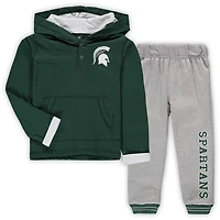 Colosseum Heathered Gray Michigan State Spartans Poppies Hoodie and Sweatpants Set
