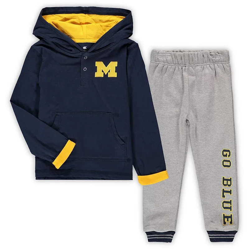 Colosseum Heathered Gray Michigan Wolverines Poppies Hoodie and Sweatpants Set