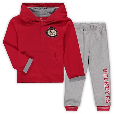 Colosseum Heathered Gray Ohio State Buckeyes Poppies Hoodie and Sweatpants Set