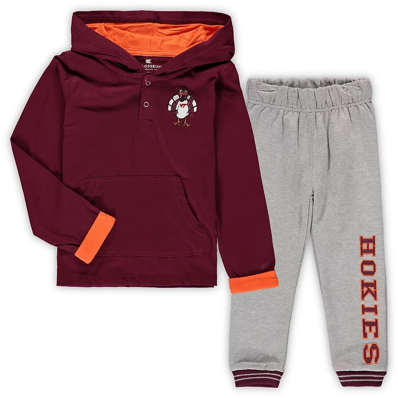 Colosseum Heathered Gray Virginia Tech Hokies Poppies Hoodie and Sweatpants Set