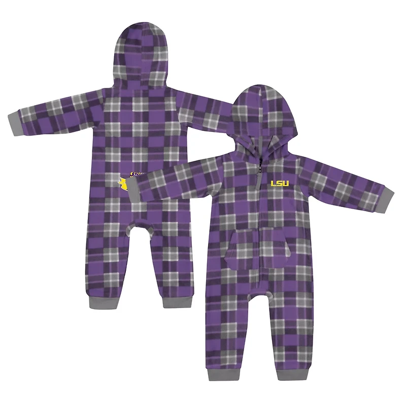 Colosseum LSU Tigers Full-Zip Plaid Hoodie Long Sleeve Jumper