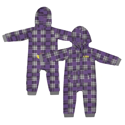 Colosseum LSU Tigers Full-Zip Plaid Hoodie Long Sleeve Jumper