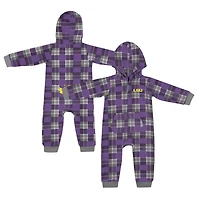 Colosseum LSU Tigers Full-Zip Plaid Hoodie Long Sleeve Jumper