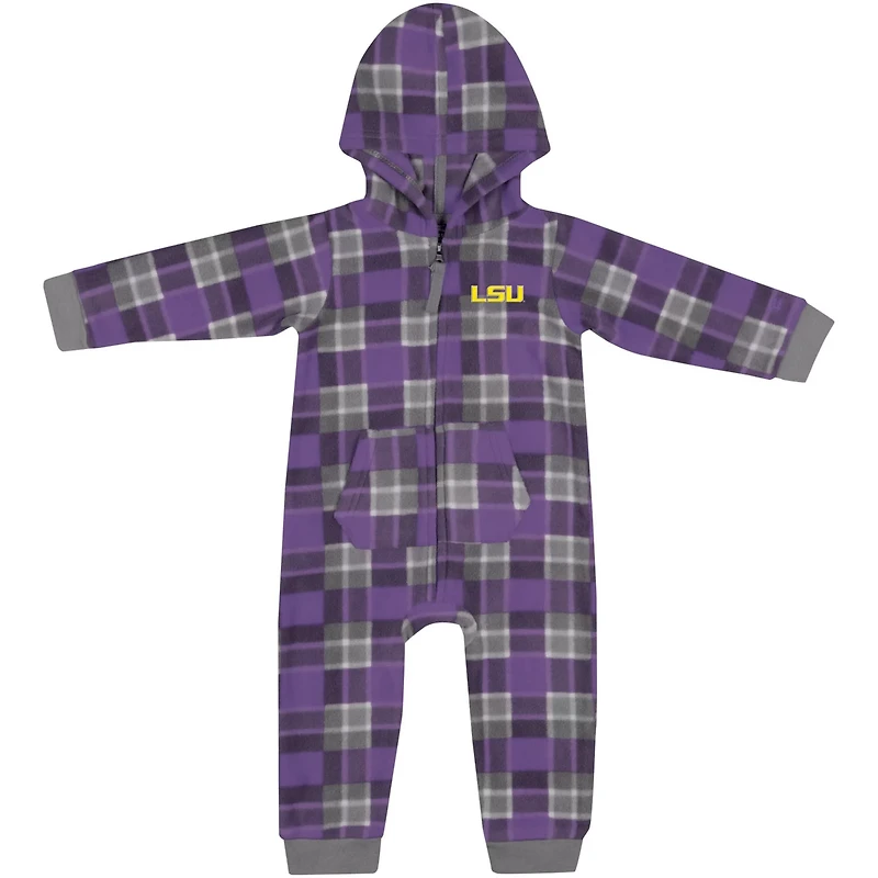 Colosseum LSU Tigers Full-Zip Plaid Hoodie Long Sleeve Jumper