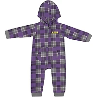 Colosseum LSU Tigers Full-Zip Plaid Hoodie Long Sleeve Jumper