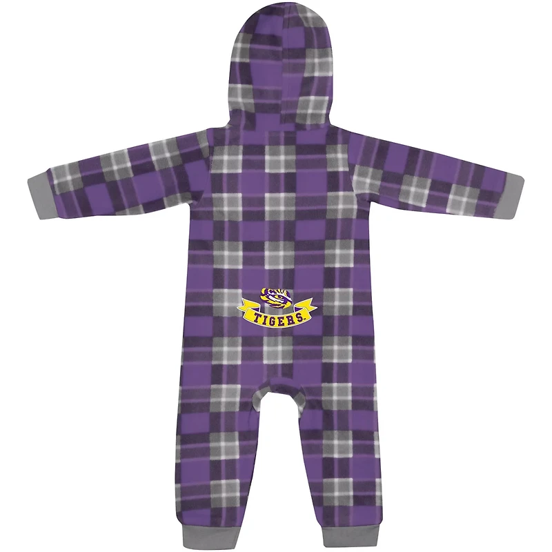 Colosseum LSU Tigers Full-Zip Plaid Hoodie Long Sleeve Jumper