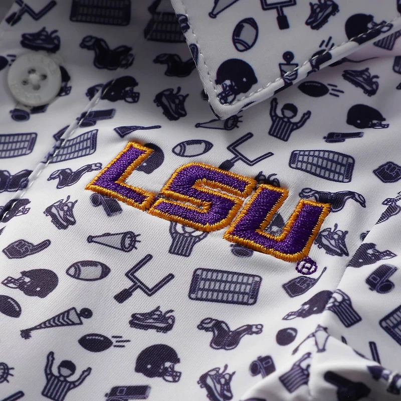 Garb LSU Tigers Tom Allover Print Performance Polo Bodysuit
