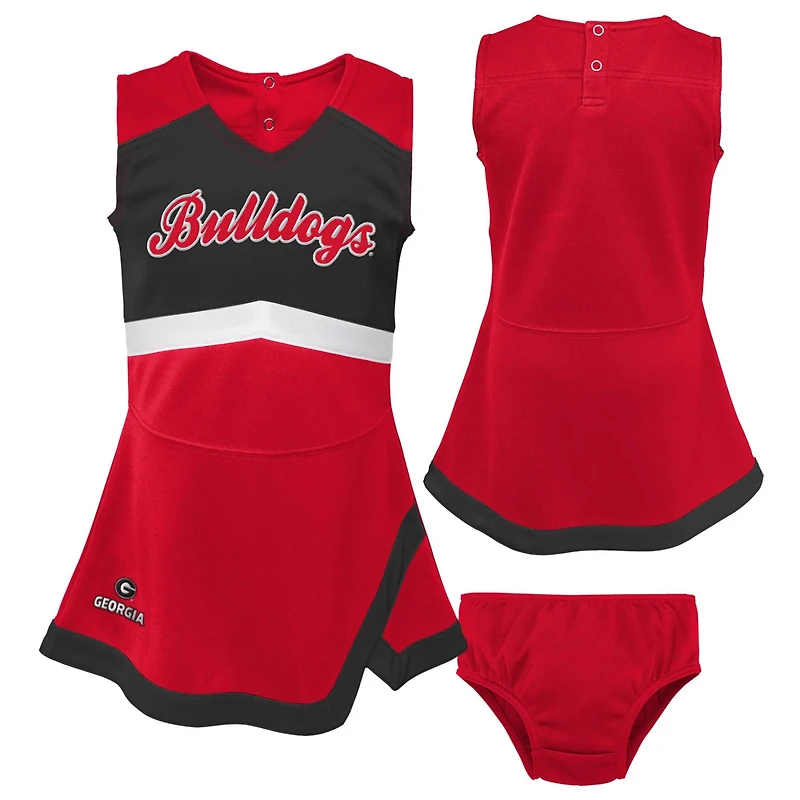 Girls /Black Georgia Bulldogs Two-Piece Cheer Captain Jumper Dress  Bloomers Set