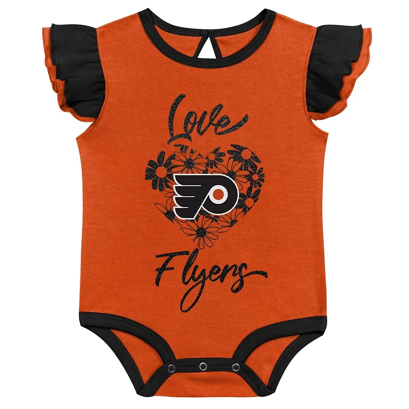 Girls Black Philadelphia Flyers Two-Pack Training Bodysuit Set