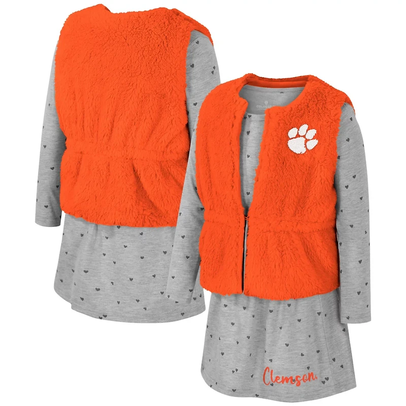 Girls Colosseum Clemson Tigers Meowing Vest Dress Set