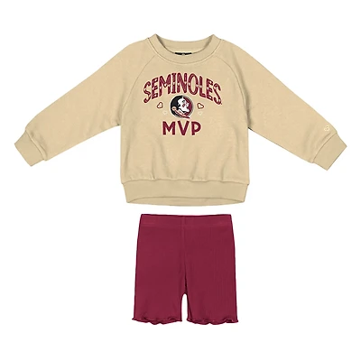 Girls Colosseum /Garnet Florida State Seminoles Beta Fleece Sweatshirt and Shorts Set