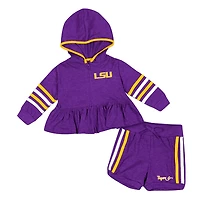 Girls Colosseum LSU Tigers Spoonful Full-Zip Hoodie  Shorts Set