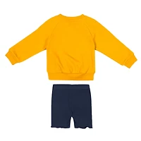 Girls Colosseum Navy West Virginia Mountaineers Beta Fleece Sweatshirt and Shorts Set