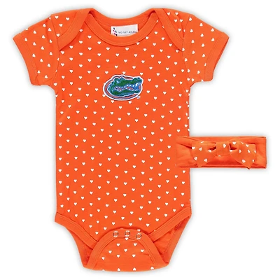 Girls Florida Gators Hearts Bodysuit  Headband Set