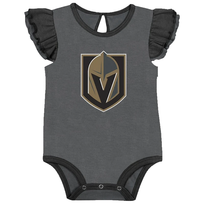 Girls Gray Vegas Golden Knights Two-Pack Training Bodysuit Set