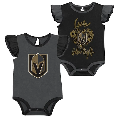 Girls Gray Vegas Golden Knights Two-Pack Training Bodysuit Set