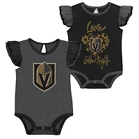 Girls Gray Vegas Golden Knights Two-Pack Training Bodysuit Set
