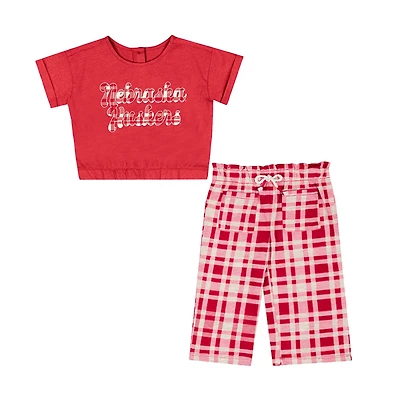 Girls Infant Colosseum Nebraska Huskers Sky Castle Two-Piece T-Shirt and Pants Set
