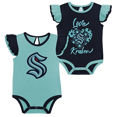 Girls Light Blue Seattle Kraken Two-Pack Training Bodysuit Set