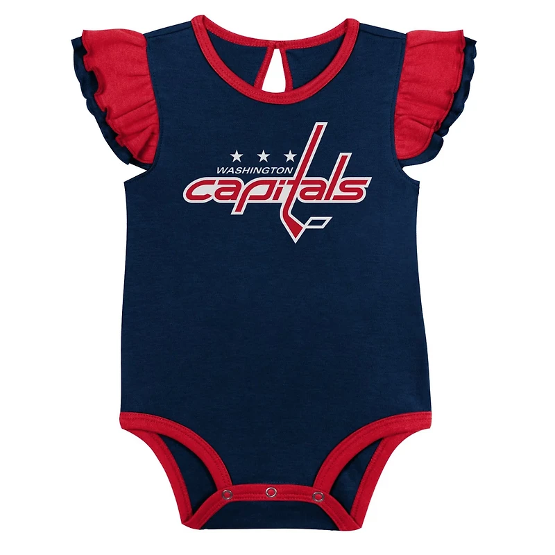Girls Navy Washington Capitals Two-Pack Training Bodysuit Set